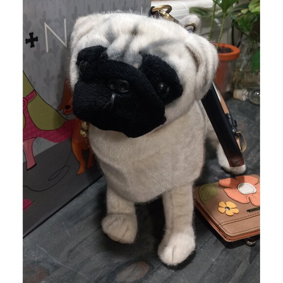 👉LAST CHANCE‼️ Vtg. Fuzzy Nation’s Poochie Pug Dog Handbag Apricot Fawn - Picture 2 of 16